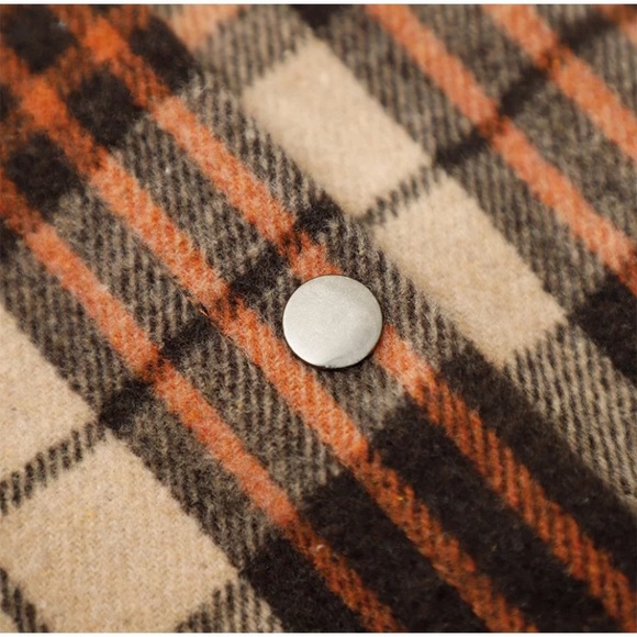 SOLD OUT Fall Autumn Brown Plaid Oversized Flannel Shacket Shirt Jacket - Picture 7 of 11